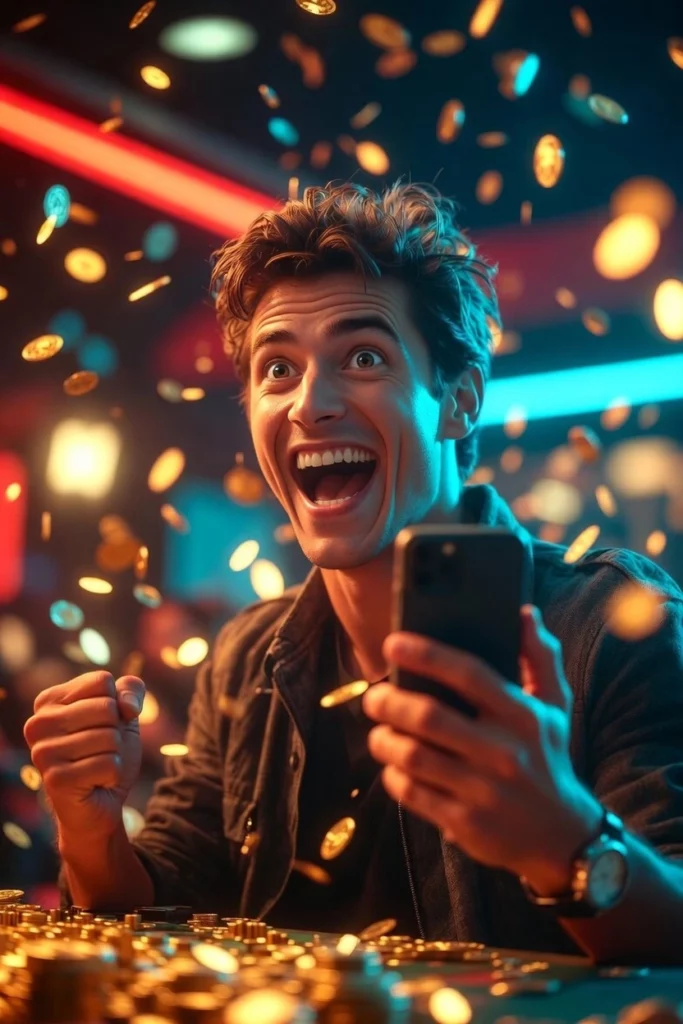 A man is celebrating his win